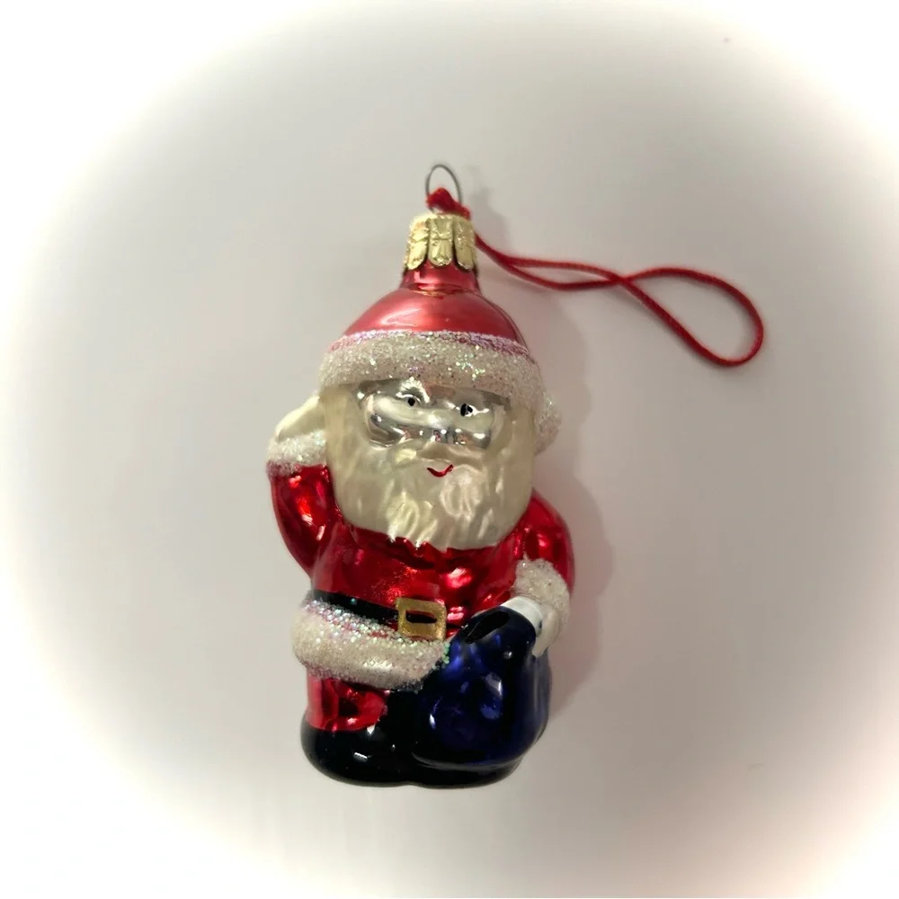 Vintage Czech Rebublic Mercury Glass Snowman & Santa Claus Ornament Handpainted
